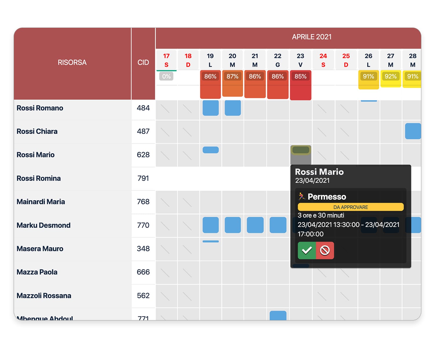 Assenze 4D Calendar